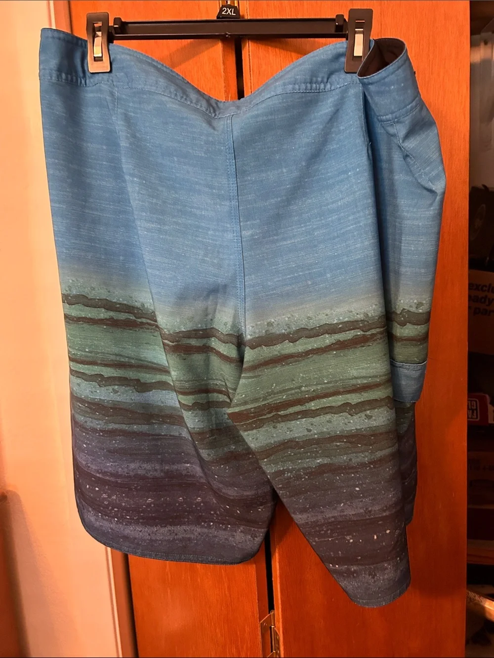 Hang Ten Blue and Green Gradient Stripe Board Shorts